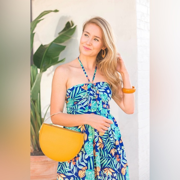 Modcloth Tropical Turquoise Floral Halter Convertible Mini Dress Medium - Picture 6 of 12